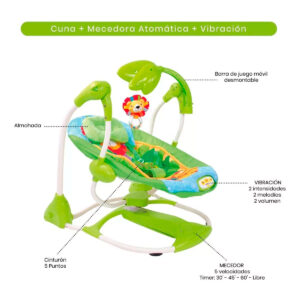SILLA MECEDORA VERDE BORREDUITO PARA BEBE GBB