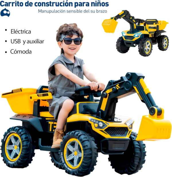 EXCAVADORA PILA RECARGABLE AMARILLA - Imagen 2