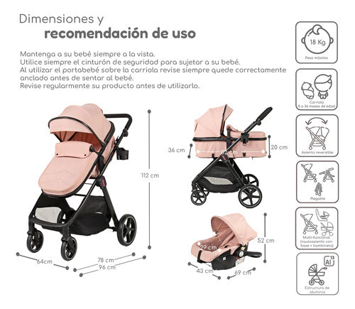 CARRIOLA DE BEBE TRAVEL SYSTEM KING BEIGE - Imagen 6
