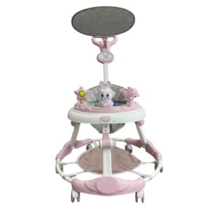 ANDADERA BABYTEK DE LUJO CONEJO CIRCULAR CON TOLDO ROSA