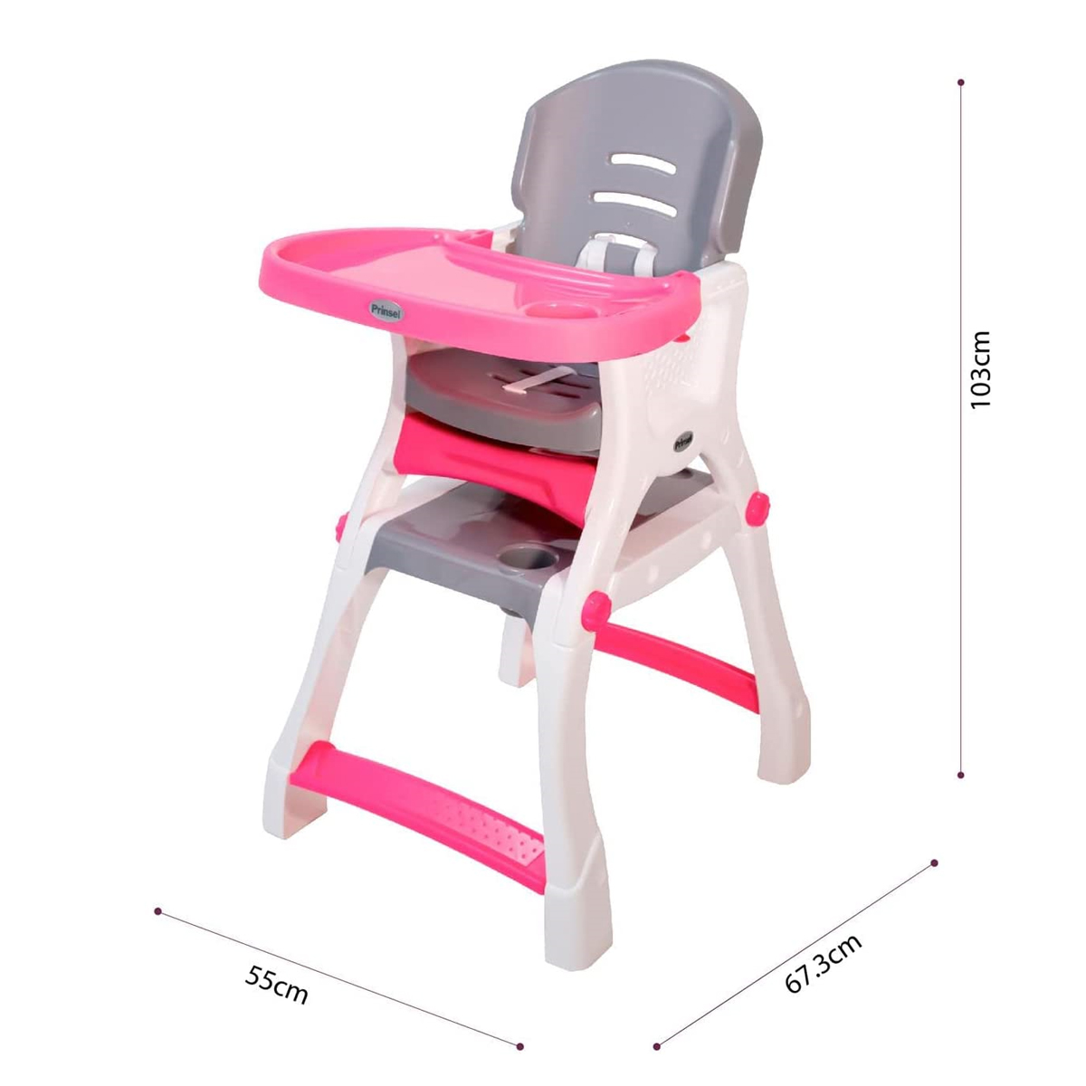 SILLA ALTA PRINSEL CADDY 2 EN 1 ROSA GRIS - Imagen 5